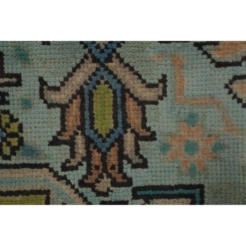 Hand Knotted Oriental 100% Wool Carpet Traditional Medallion Green Tabriz Area Rug - 9' 2'' X 6' 5''