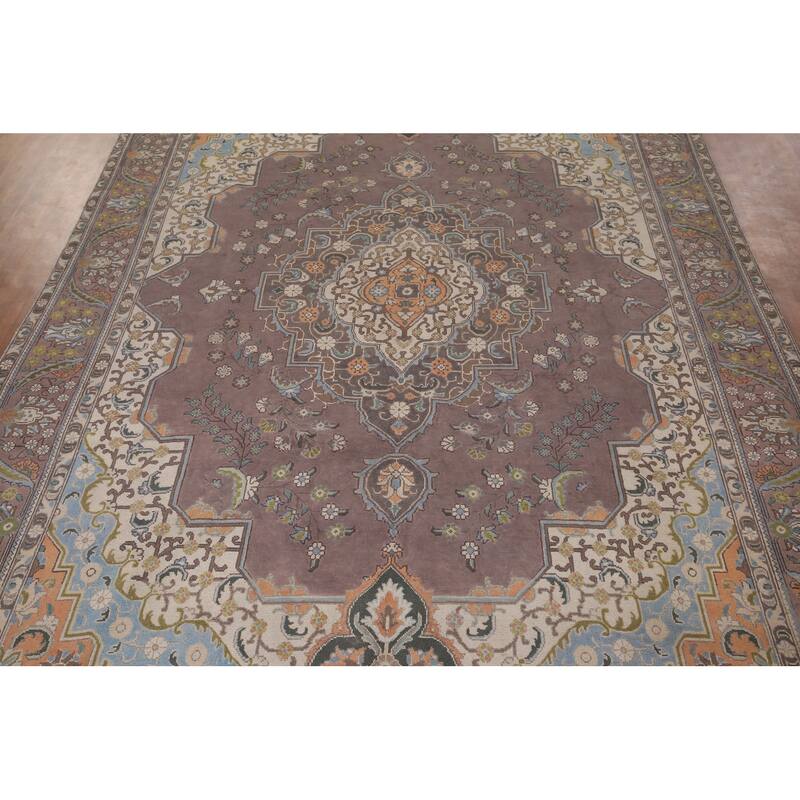 Tabriz Persian Vintage Area Rug Living Room Handmade Wool Carpet - 9'3" x 12'9"
