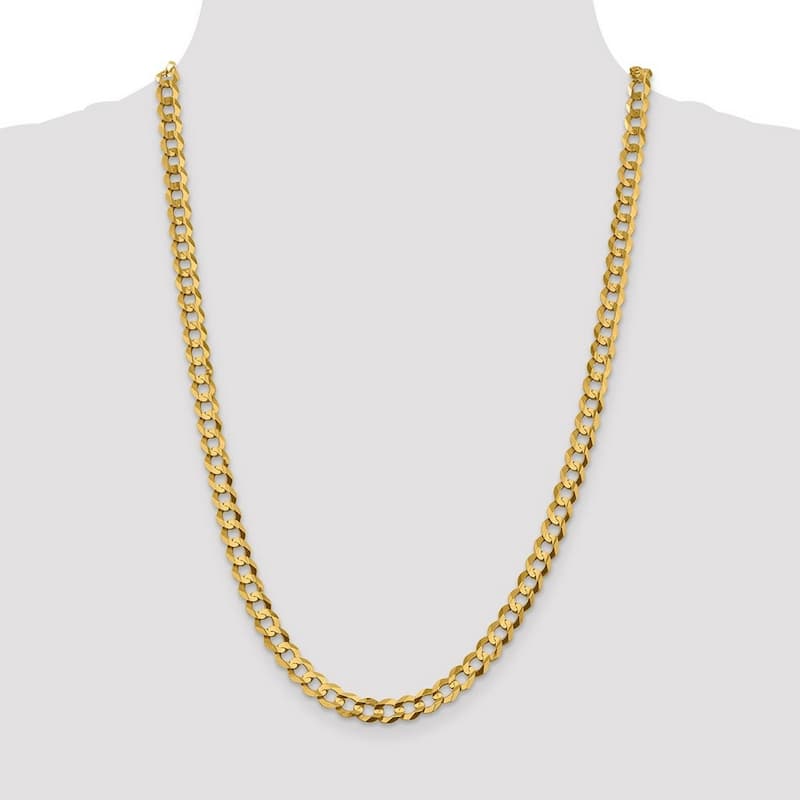 Curata 14k 7.2mm Solid Polished Light Flat Miami Curb Chain Bracelet