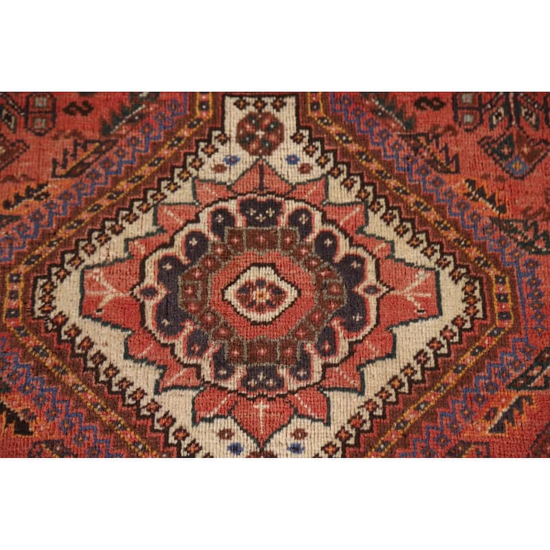 Vegetable Dye Shiraz Persian Vintage Area Rug Handmade Wool Carpet - 5'11"x 9'1"