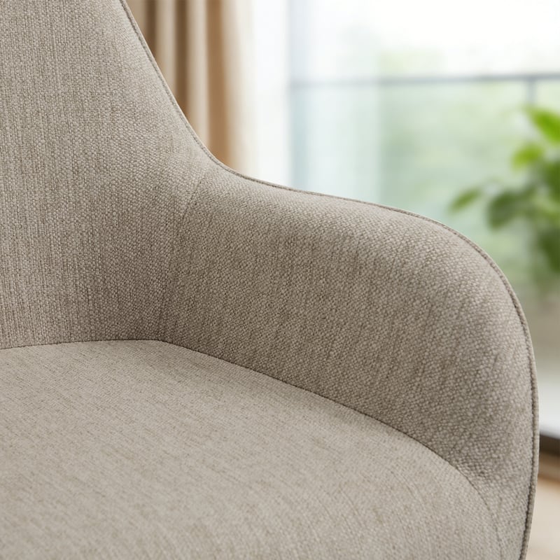 Swivel Upholstered Dining Chair Set of 2 Armchair with Beech Wood Legs - 33.3" H x 23.2" W x 22.4" D