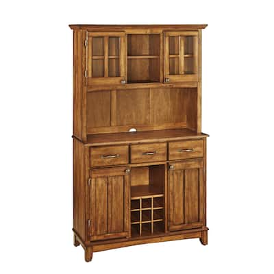Homestyles Buffet Of Buffets Brown Wood Buffet with Hutch - 44" x 17" x 72"