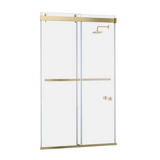 Spezia 48"W x 76"H Sliding Frameless Shower Door in Brushed Gold