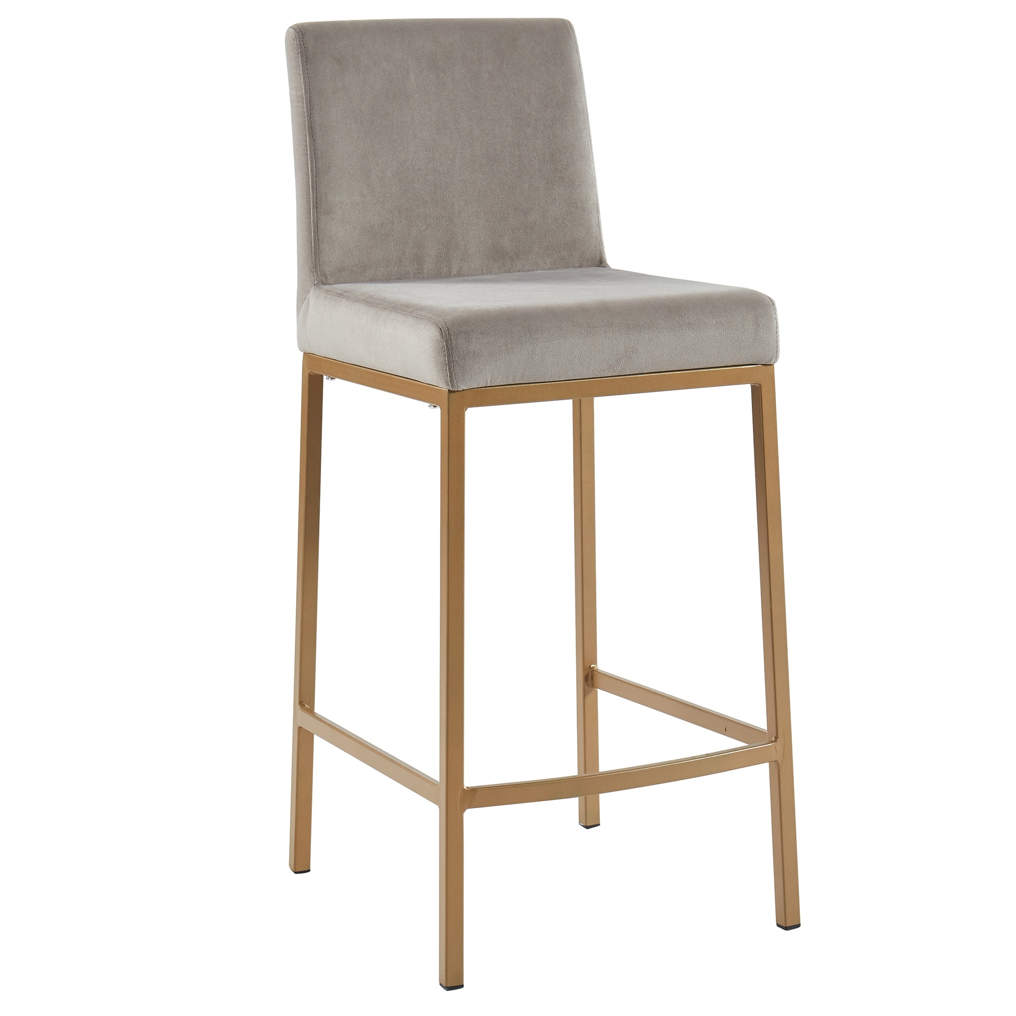 Contemporary Velvet and Metal 26" Counter Stool, Set of 4