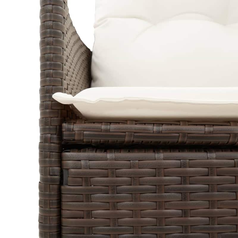 vidaXL 5 Piece Patio Dining Set with Cushions Brown Poly Rattan - 79.4x36.2x100.8