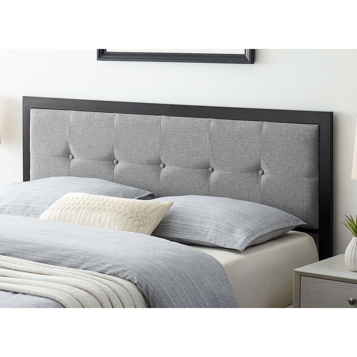 Twin grey shop upholstered bed