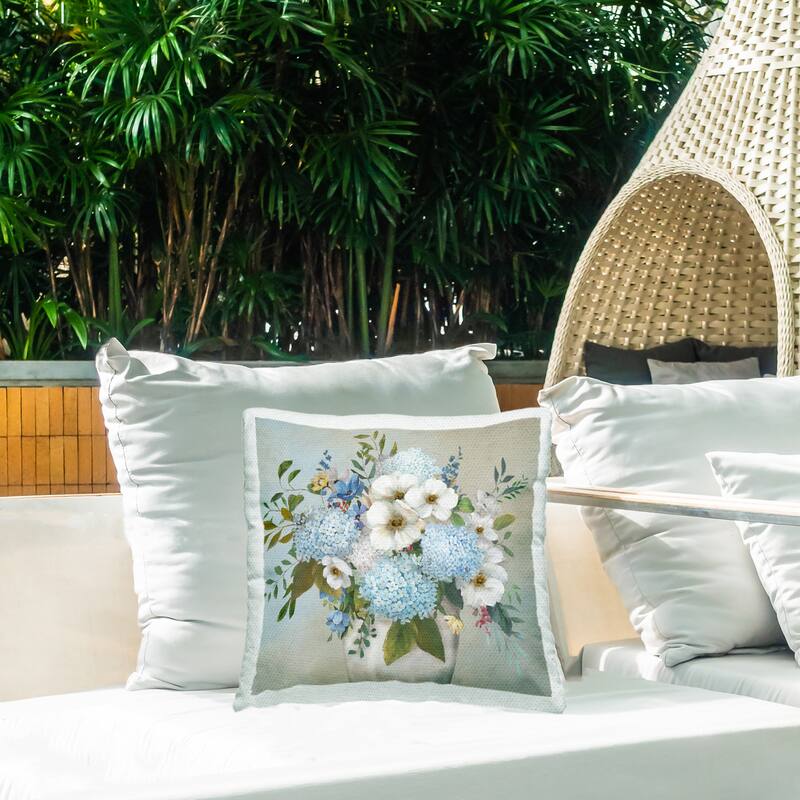 Stupell Wild Hydrangea & Magnolias Printed Outdoor Throw Pillow Design by Nan