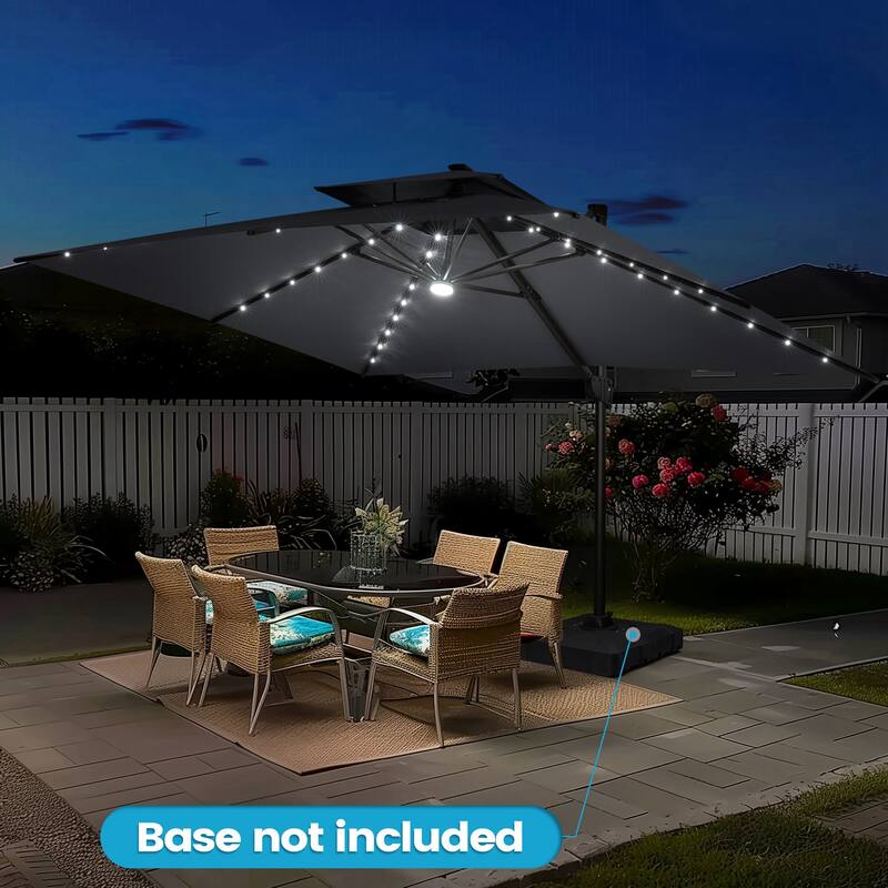 10 FT x 13 FT Outdoor LED Lighted Double Top Patio Cantilever Umbrella