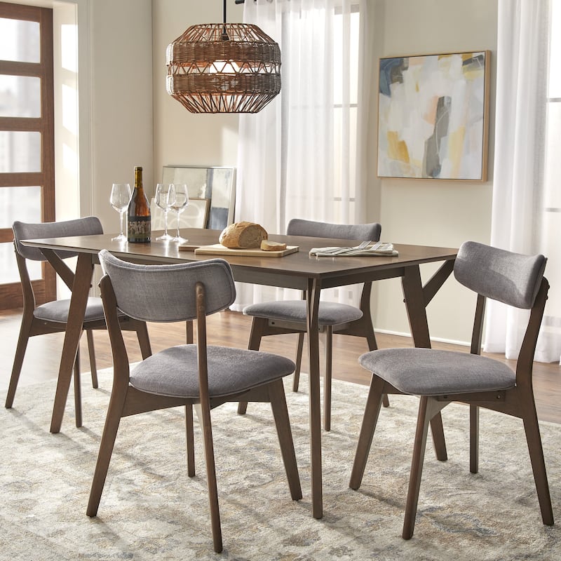 Lifestorey Cari Upholstered Dining Set - 5-Piece Walnut/Dark Grey