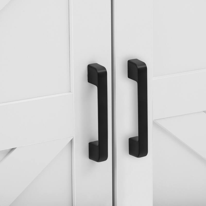 Buffet Cabinet with Sliding Barn Door and Mesh Panels, Open Storage