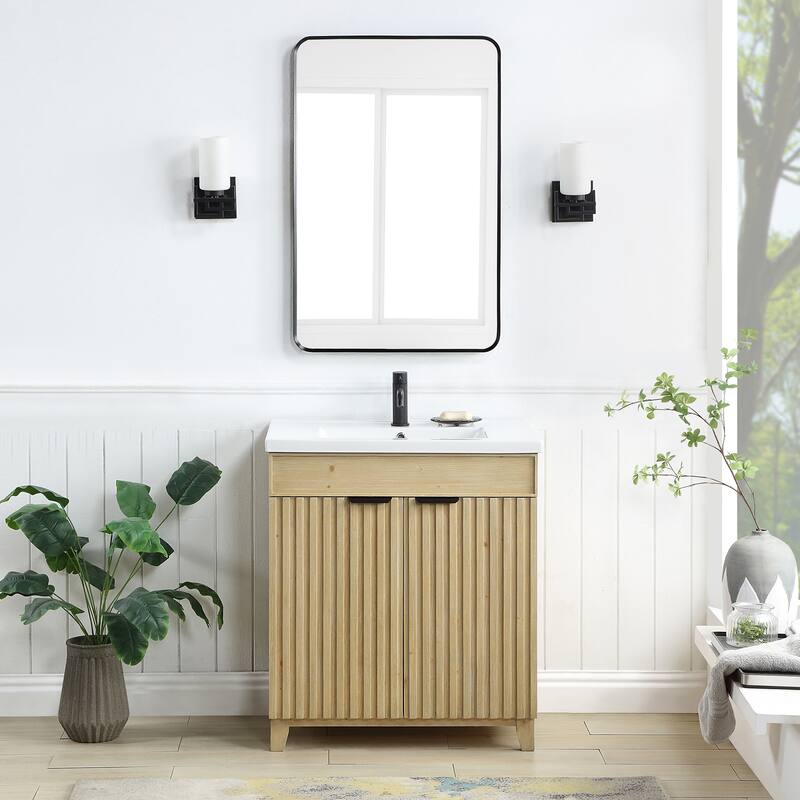 Palos Single Bath Vanity with Ceramic Basin Top without Mirror