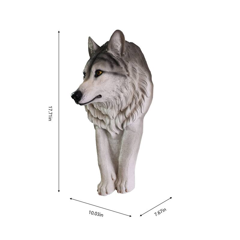 Wolf Head Sculpture Wall Decoration - 17.75" - Gray and White