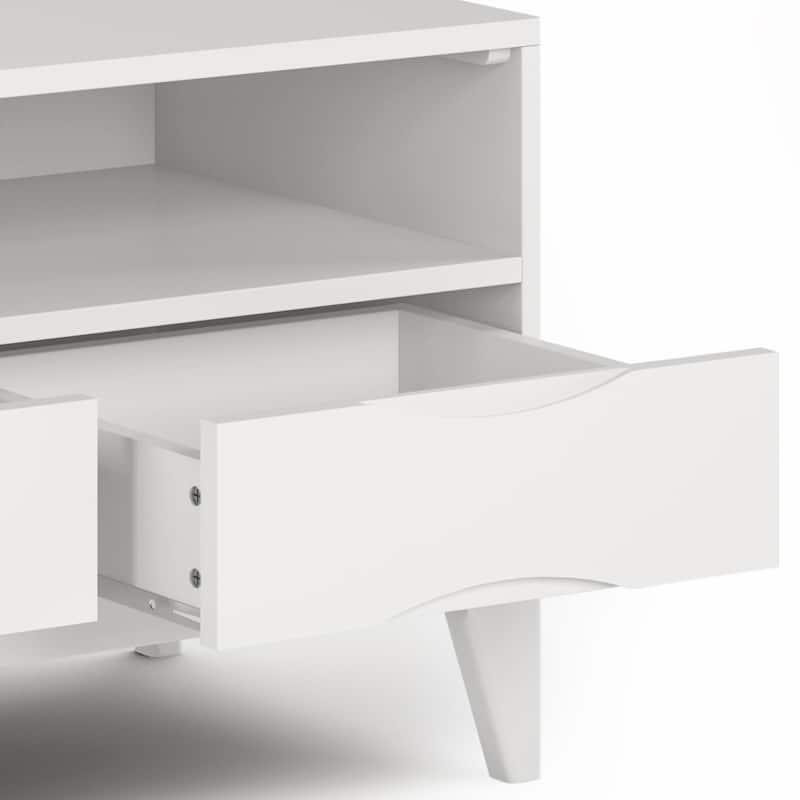 WYNDENHALL Pearson SOLID HARDWOOD 60 inch Wide Mid Century Modern TV Media Stand For TVs upto 65 inches - 60"w x 19"d x 22" h