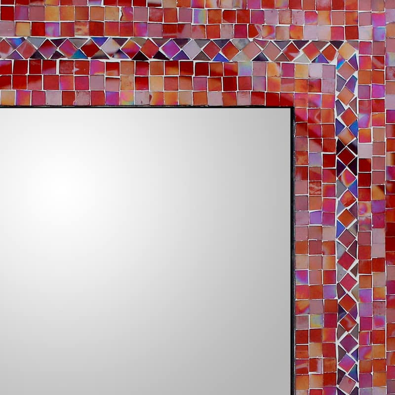 Handmade Mosaic Glass Sunset Myriad Glass Tiles Border Mirror(India)