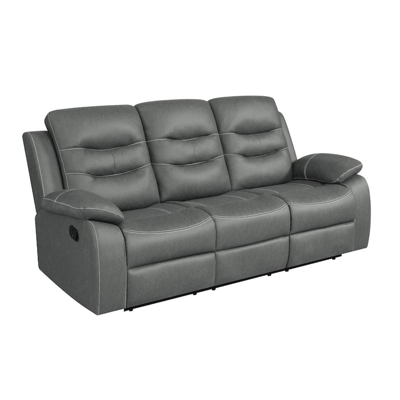 Kenneth Dark Grey Upholstered Motion Reclining Sofa