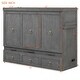preview thumbnail 3 of 18, Queen Size Murphy Bed with USB Port and a Large Drawer, Folding Bed, Gray