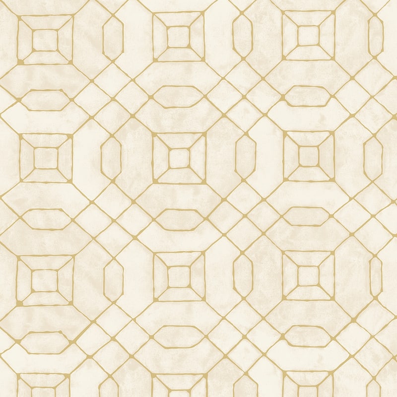 Galerie Wallcoverings Metallic FX Geometric Design Non-woven Metallic Finish Wallpaper Roll - 33 feet x 21 inches - Beige