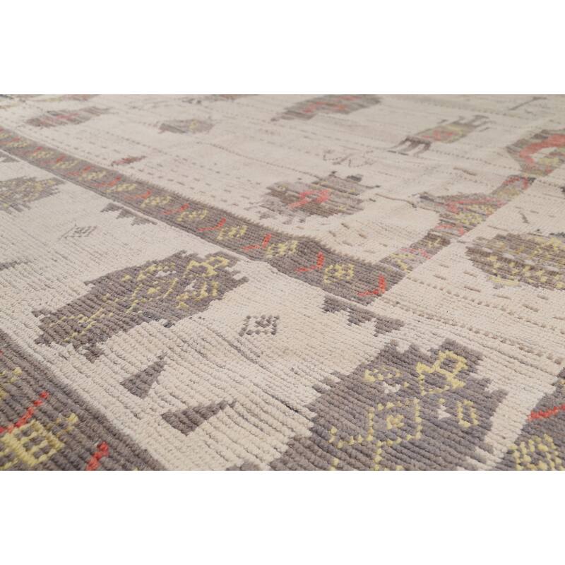 Geometric Moroccan Large Area Rug Hand-Knotted Wool Carpet - 9'11"x 14'10"