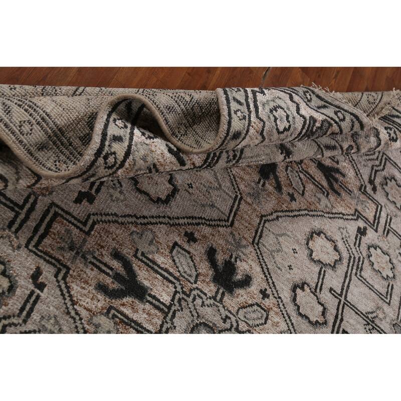 Heriz Serapi Indian Area Rug Hand-Knotted Traditional Wool Carpet - 8'0" x 9'10"