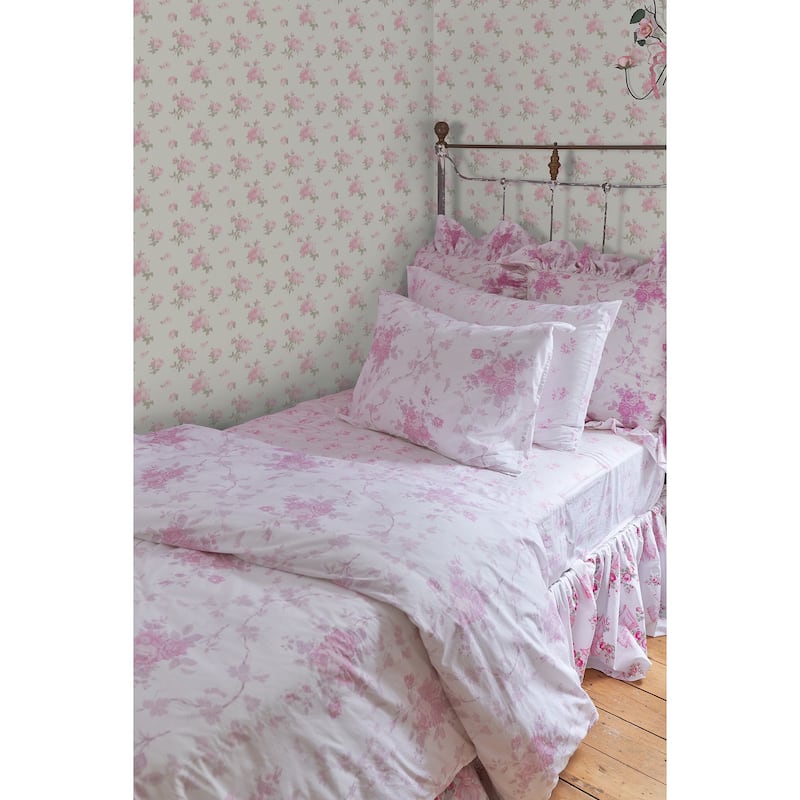 LoveShackFancy Ikat Rose Tinted Petals Small Print Wallpaper