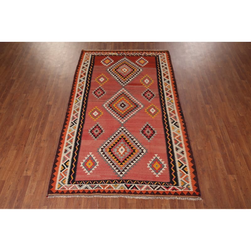 Tribal Kilim Qashqai Persian Vintage Rug Flatweave Wool Carpet - 5'2"x 8'2"