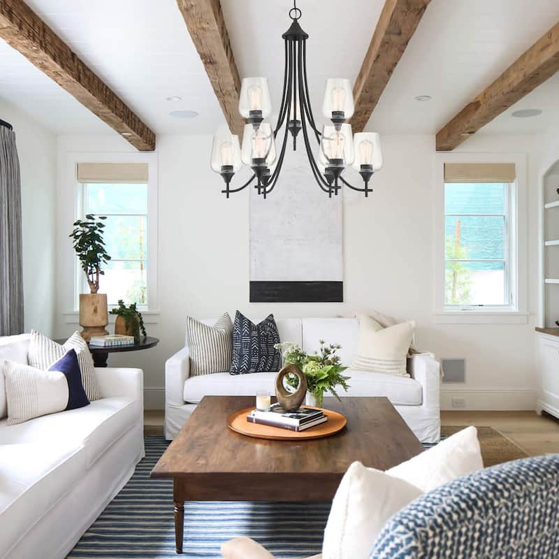 9 Light Shaded Tiered Chandelier