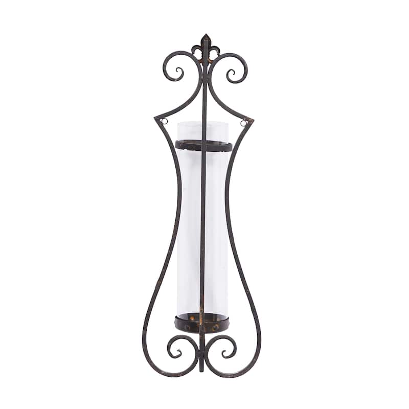 Metal Single Candle Wall Sconce - Black - Roche River Decor