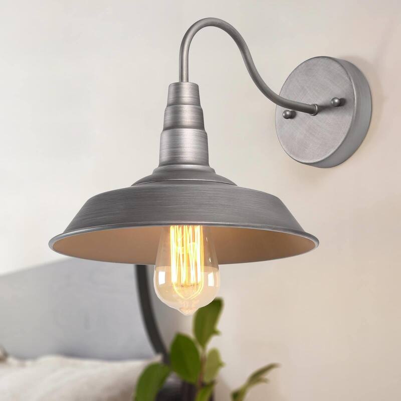 Farmhouse Industrial 1-Light Gooseneck Wall Sconces Metal Barn Pendant Light