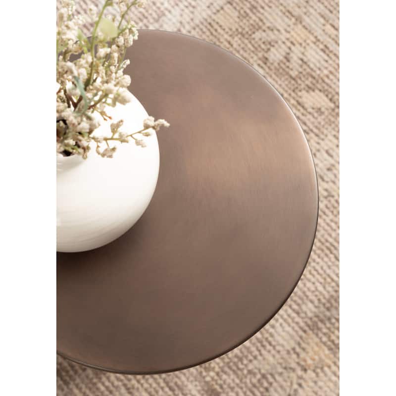 Kate and Laurel Hescott Metal and Marble Pedestal Table