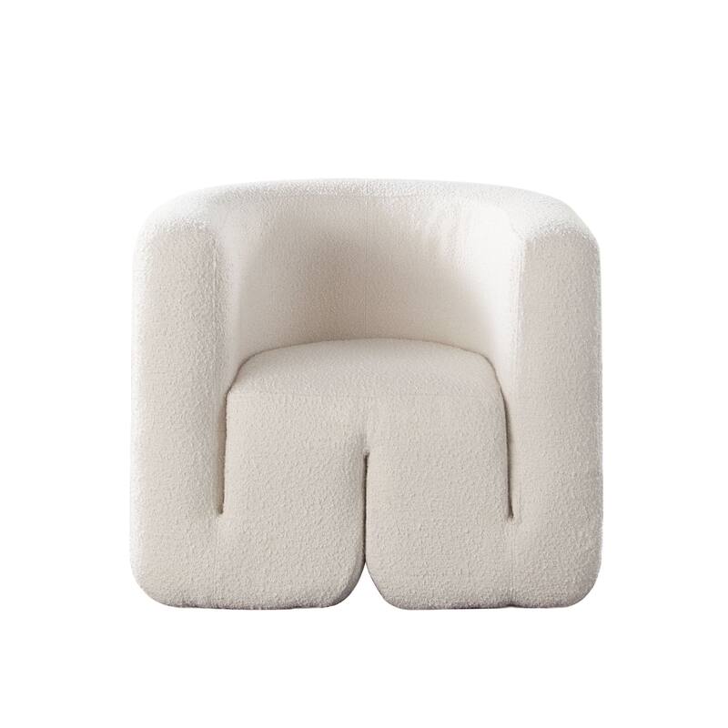 Contemporary Accent Chair, Extra Soft Ivory Boucle, 35 Inch