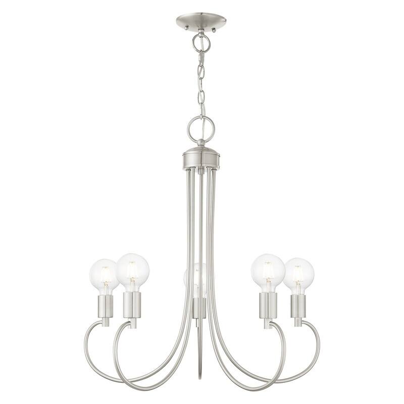 Livex Lighting 5-light Brushed Nickel Chandelier, 42925-91 - 25" Dia x 25.5" H