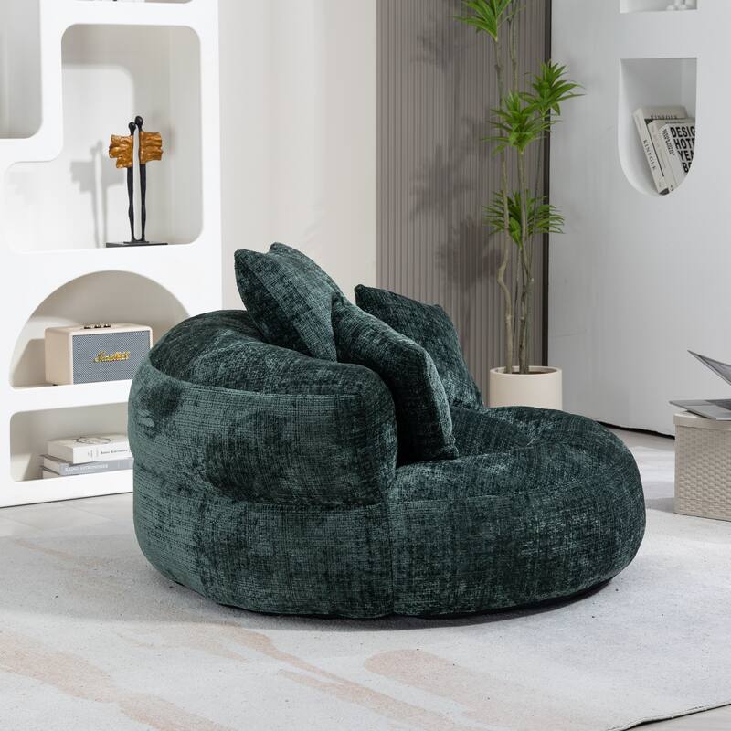 Chenille Lazy Sofa with Pillows
