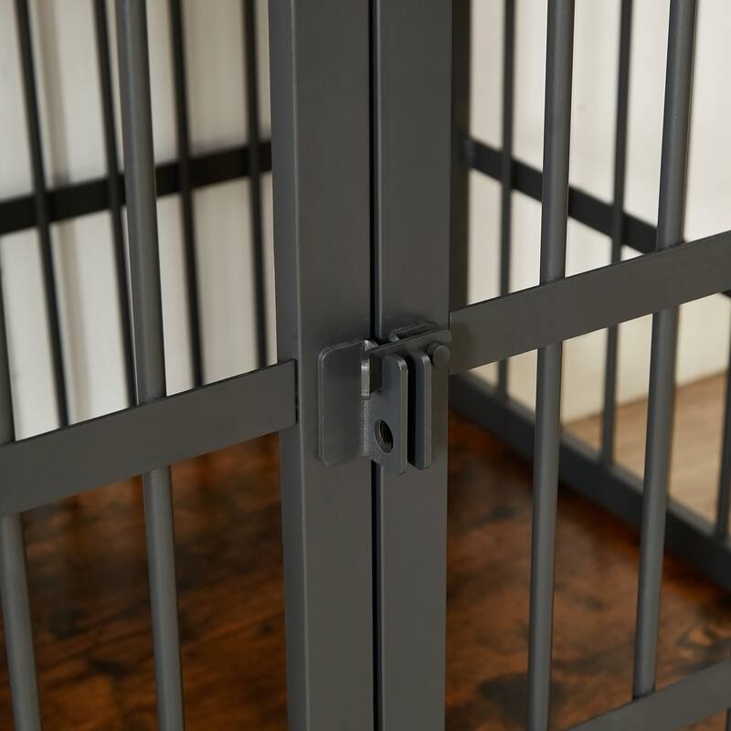 Decorative Pet House, Dog Crate Furniture with Iron Frame Door and wheels