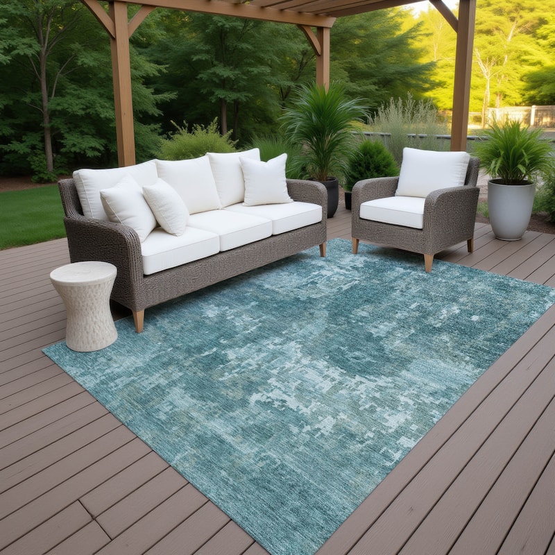 Machine Washable Indoor/ Outdoor Ombre Abstract Chantille Rug