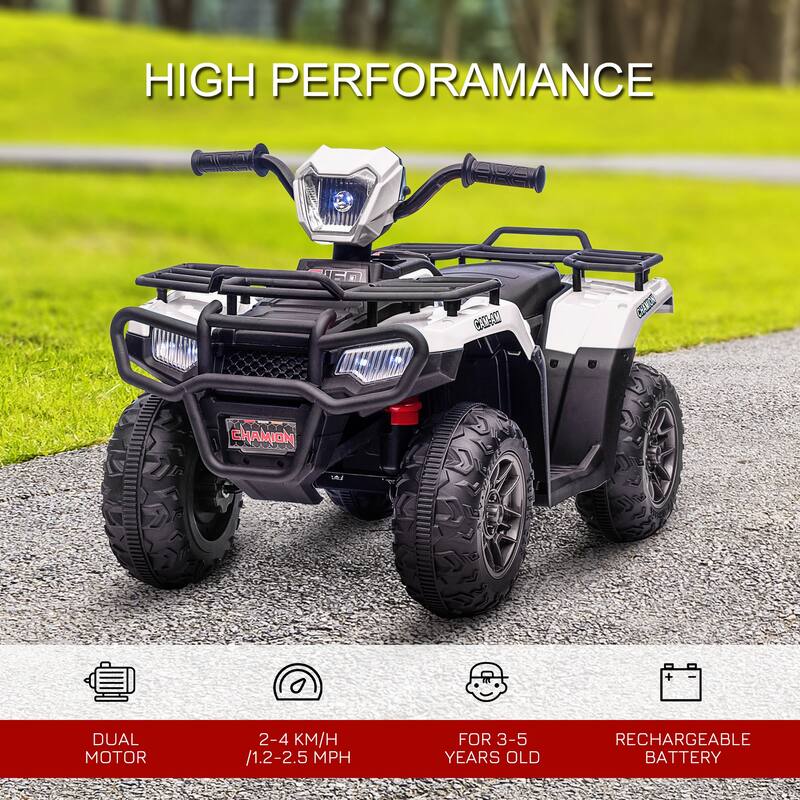 12V Electric Ride-On ATV for Kids, 4-Wheeler with Headlights, MP3, Treaded Tires, Battery Powered Quad