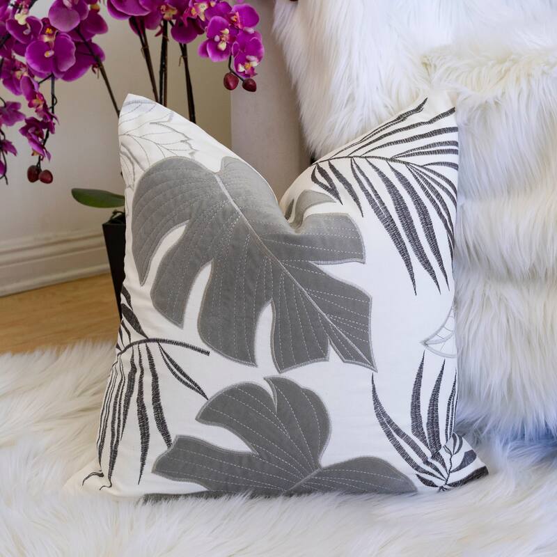 Leaf Pattern Decorative Pillow with Velvet Cover 20x20 Inches