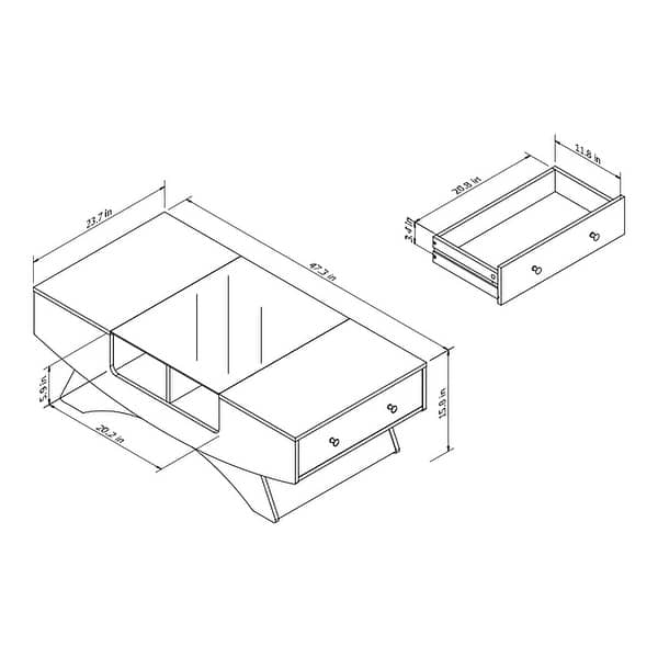 DH BASIC Modern 48" Hidden Storage Coffee Table by Denhour