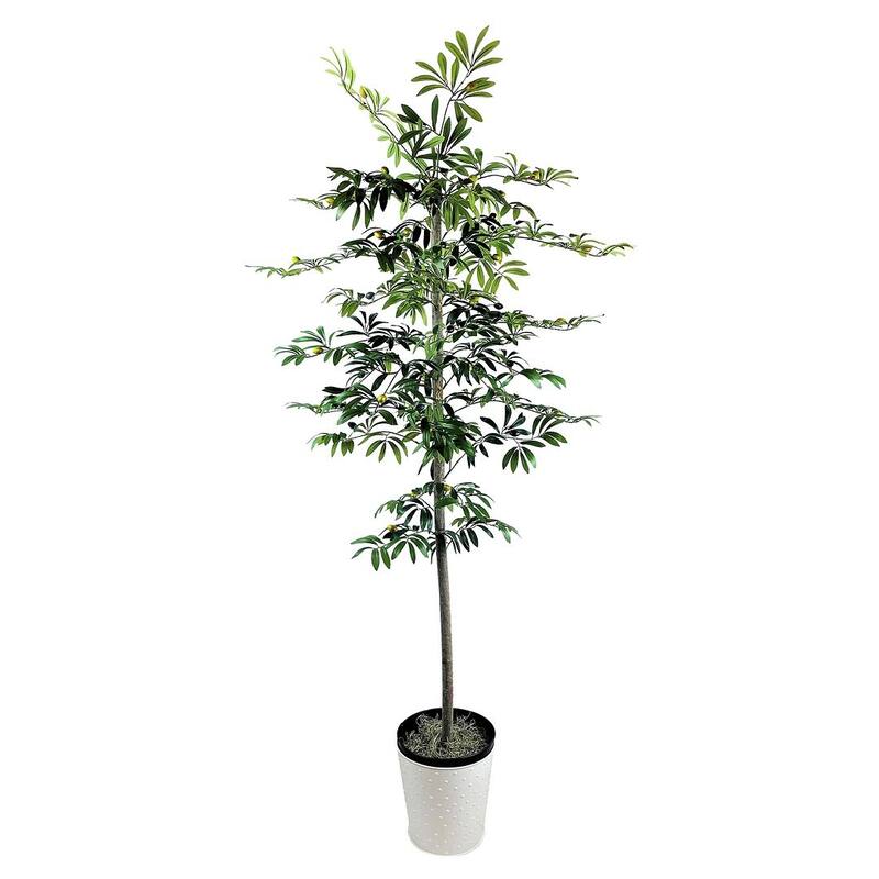 6-foot Artificial Olive Tree in White Metal Base