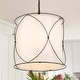 preview thumbnail 8 of 6, Modern Black Chandelier Drum Pendant Lights with Off-white Fabric for Kitchen Island - D13" X H 14"