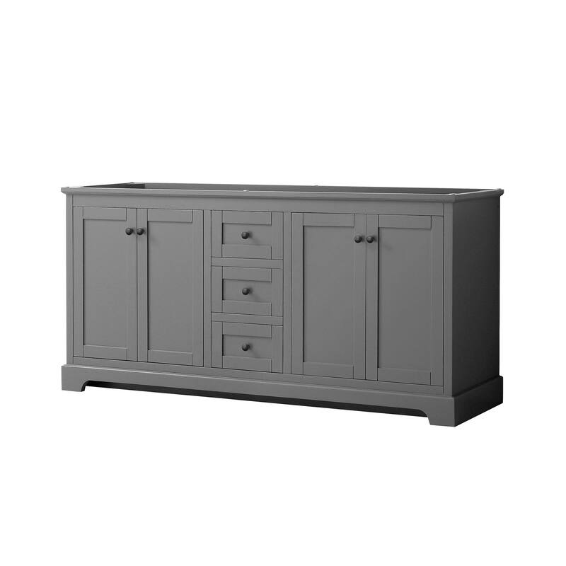 Wyndham Collection Avery 72" Double Free Standing Vanity Cabinet Only - Dark Gray / Matte Black Hardware