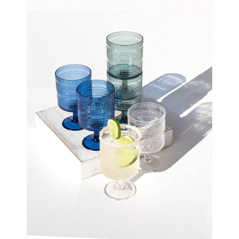 Abode Homewares by TarHong Beaded Stacking Goblet, Clear, 14.8 oz, Set of 6