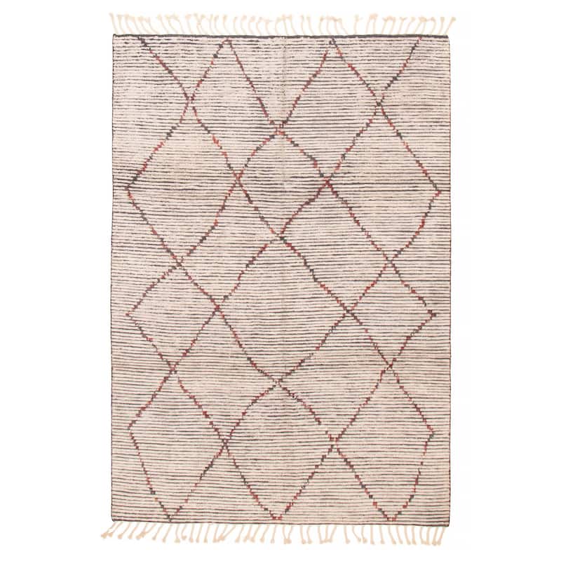 ECARPETGALLERY Hand-knotted Tangier Ivory Wool Rug - 6'10 x 10'0 - Ivory - 6'10 x 10'0