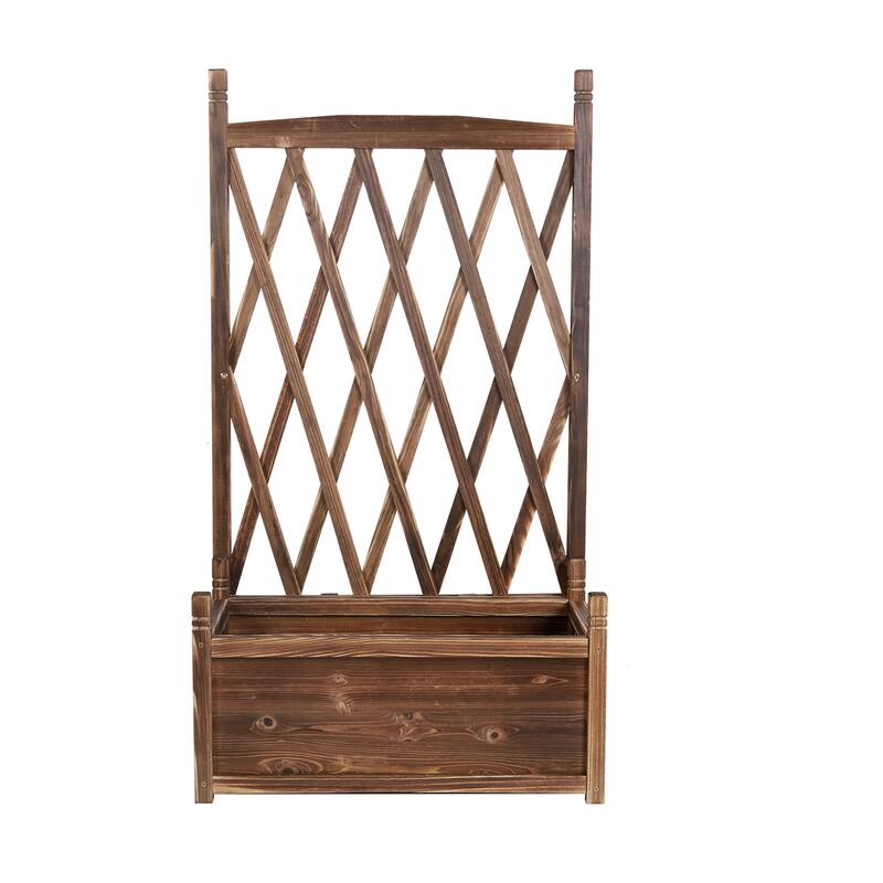 Wooden Raised Plant Bed Garden Elevated Planter Box with Trellis