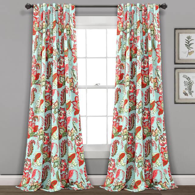 Lush Decor Zara Jacobean Room Darkening Window Curtain Panel Pair