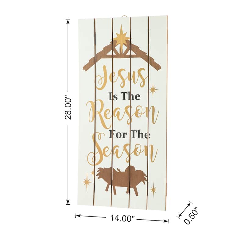 Glitzhome Wooden Christmas Nativity Wall Sign Table Tree Decor