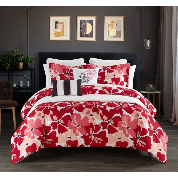 Chic Home Lia 12 Piece Floral Print Quilt Bed in a Bag Comforter