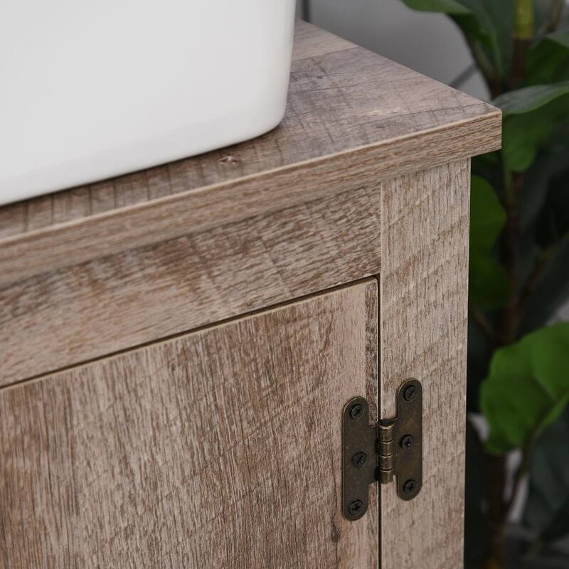 Rustic Barn Wood Bathroom Storage Under Sink Cabinet with Door and Shelf Space Saving Design - 23.5" L x 11.75" W x 23.5" H