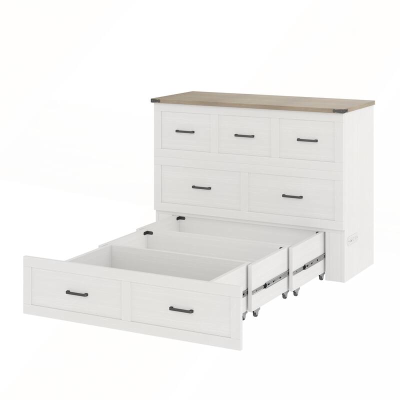 Murphy Bed Cabinet with Charging Station for Guest Room and Small Bedroom