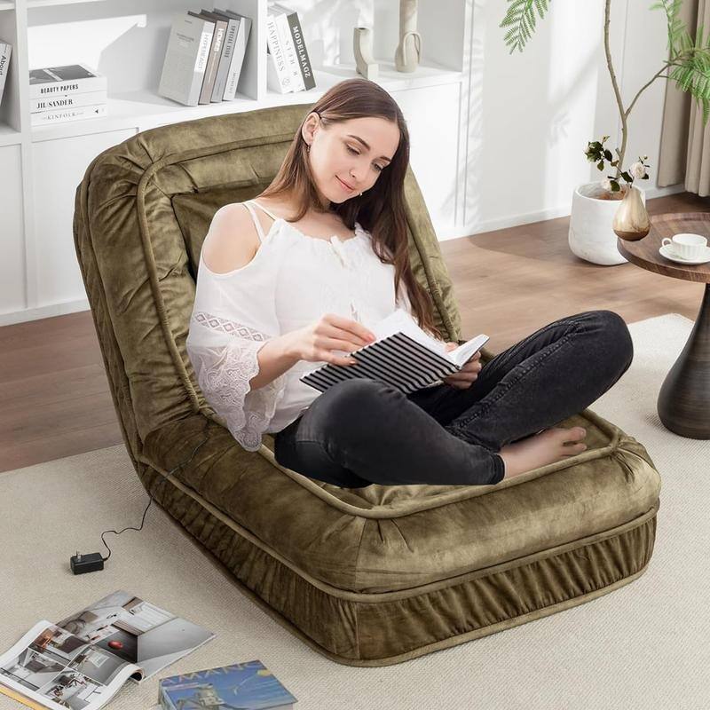 70" Adjustable Bean Bag Sofa Bed for Humans & Pets with Massage Pillow & 2 Soft Pillows , Velvet Waterproof Cover