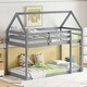 preview thumbnail 3 of 5, Grey Twin over Twin House-Shaped Bunk Bed with Ladder, Guardrails, and Low Height Design